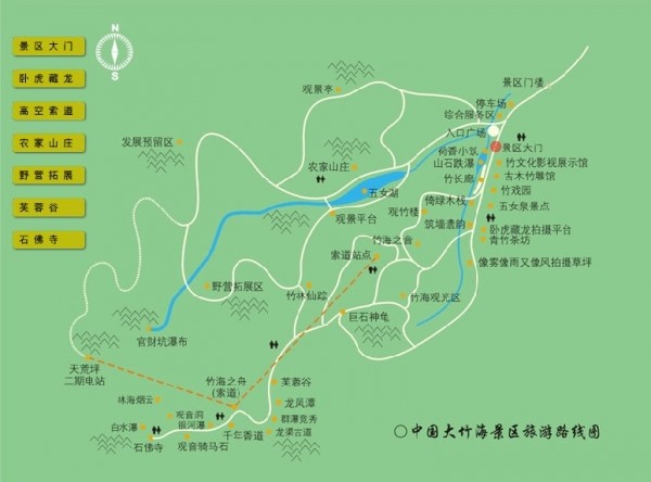 大竹海景区旅游路线图